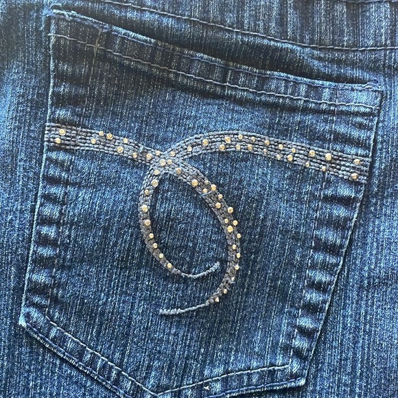 Fashion Nova VSX Straight Leg Jeans Dark Wash Embellished Pocket Jeans Size 4 - Picture 7 of 10